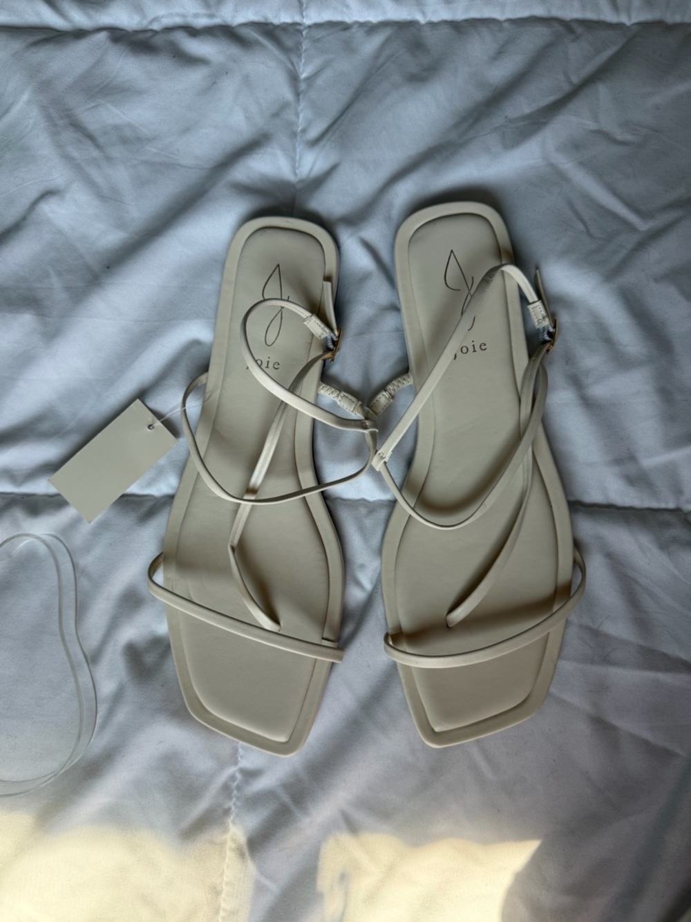 Joie Vida Ecru Cream Strappy Leather Flat Sandals NWT Off White Flip Flops - Picture 7 of 7